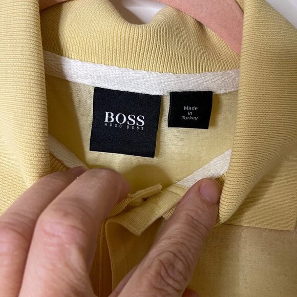 Hugo Boss Mens Polo Shirt Yellow Size Medium Pure Cotton Short Sleeve Button - Picture 9 of 16